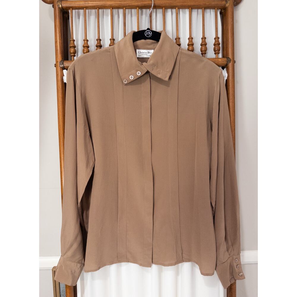 Vintage Christian Dior Beige 100% Silk Blouse